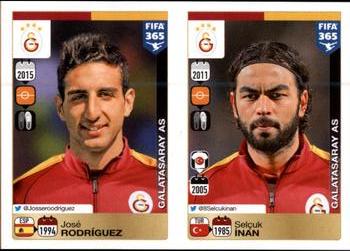 2015-16 Panini FIFA 365 The Golden World of Football Stickers #770 / 771 José Rodríguez / Selçuk İnan Front