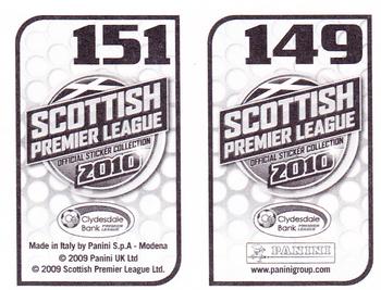 2010 Panini Scottish Premier League Stickers #149 / 151 Sean Lynch / Vitor Lima Back