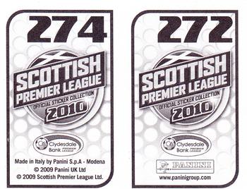 2010 Panini Scottish Premier League Stickers #272 / 274 Kevin McBride / Liam Miller Back