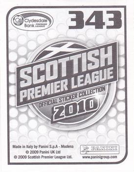 2010 Panini Scottish Premier League Stickers #343 Chris Humphrey Back