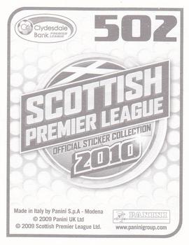 2010 Panini Scottish Premier League Stickers #502 A Striking Bar! Back