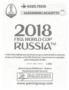 2018 Panini FIFA World Cup Russia Update Team France #208x Nabil Fekir Back
