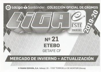 2019-20 Panini LaLiga Santander Este Stickers - Mercado de Invierno #21 Etebo Back
