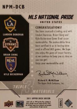 2011 Upper Deck MLS - MLS National Pride Triple Materials #NPM-DCB Kyle Beckerman / Brian Ching / Landon Donovan Back