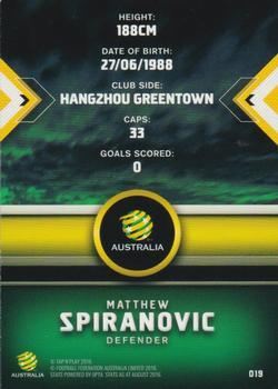 2016-17 Tap 'N' Play Football Australia - Silver Parallel #19 Matthew Spiranovic Back