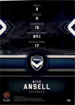2016-17 Tap 'N' Play Football Australia - Silver Parallel #106 Nick Ansell Back