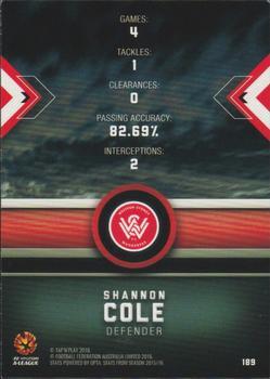 2016-17 Tap 'N' Play Football Australia - Silver Parallel #189 Shannon Cole Back