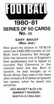 1980-81 Bassett & Co. Football #45. Gary Bailey Back