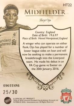 2016 Futera Unique Liverpool Premier - Heritage #HT22 Sheyi Ojo Back