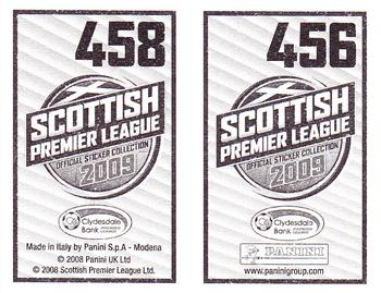 2009 Panini Scottish Premier League Stickers #456 / 458 Jean Claude Darcheville / Kirk Broadfoot Back