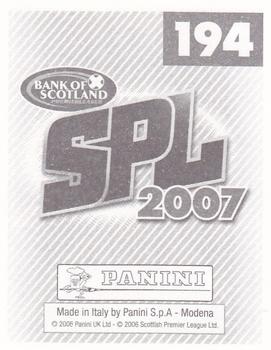 2007 Panini Scottish Premier League Stickers #194 Paul Hartley Back