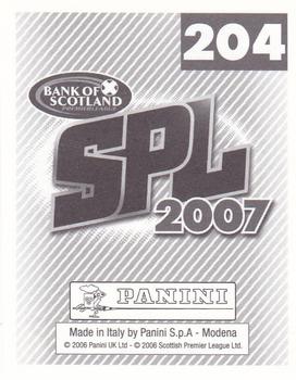 2007 Panini Scottish Premier League Stickers #204 Paul Hartley Back