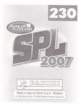 2007 Panini Scottish Premier League Stickers #230 Merouane Zemmama Back