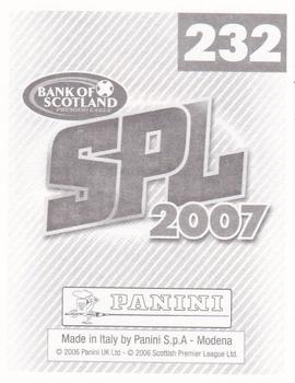 2007 Panini Scottish Premier League Stickers #232 Scott Brown Back