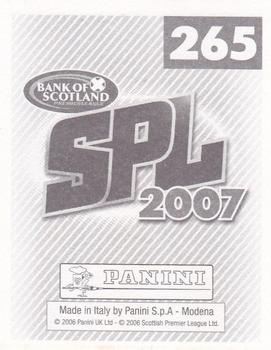 2007 Panini Scottish Premier League Stickers #265 Barry Wilson Back