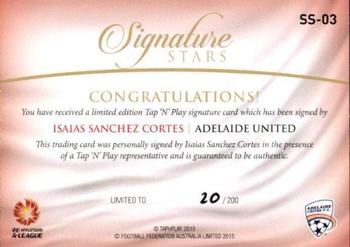 2015-16 Tap 'N' Play Football Federation Australia - Signature Stars #SS-03 Isaias Sanchez Back