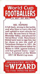1958 D.C. Thomson Wizard World Cup Footballers #2 Mel Hopkins Back