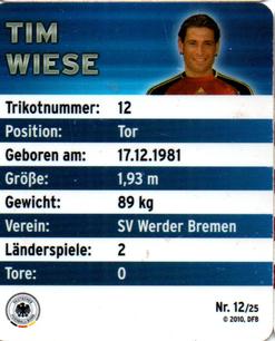 2010 Rewe DFB Team #12 Tim Wiese Back