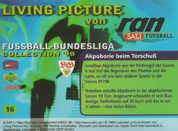 1998 Upper Deck 3D Living Pictures Fussball Bundesliga #16 Jonathan Akpoborie Back
