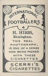 1936 Scerri's Cigarettes International Footballers #4. Harry Hibbs Back