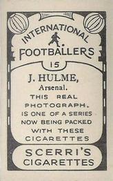 1936 Scerri's Cigarettes International Footballers #15 Joe Hulme Back
