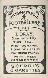 1936 Scerri's Cigarettes International Footballers #19. Jackie Bray Back