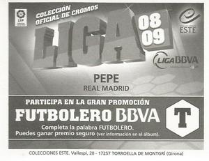 2008-09 Panini Este Spanish Liga #206 Pepe Back
