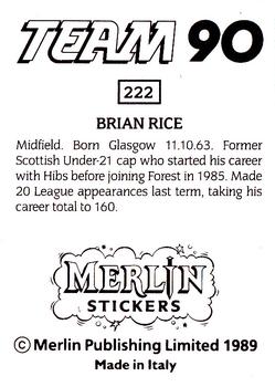 1990 Merlin Team 90 #222 Brian Rice Back