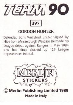 1990 Merlin Team 90 #397 Gordon Hunter Back