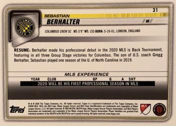 2020 Bowman MLS - Orange #31 Sebastian Berhalter Back