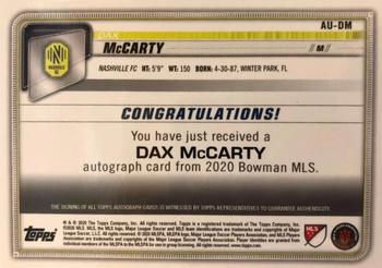 2020 Bowman MLS - Autographs #AU-DM Dax McCarty Back