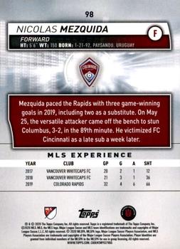 2020 Topps MLS #98 Nicolas Mezquida Back