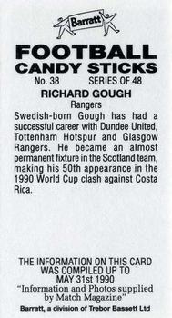 1990-91 Barratt Football Candy Sticks #38 Richard Gough Back