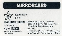 1971-72 The Mirror Mirrorcard Star Soccer Sides #49 Bournemouth Back