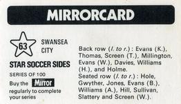 1971-72 The Mirror Mirrorcard Star Soccer Sides #63 Swansea City Back