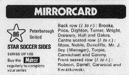 1971-72 The Mirror Mirrorcard Star Soccer Sides #86 Peterborough United Back