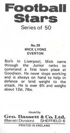 1974-75 Bassett & Co. Football Stars #39 Mick Lyons Back