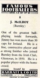 1960 Barratt & Co. Famous Footballers (A8) #8 Jimmy McIlroy Back
