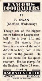 1960 Barratt & Co. Famous Footballers (A8) #11 Peter Swan Back