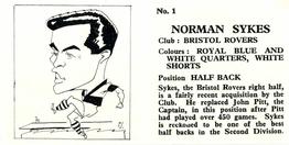 1960 Chix Confectionery Footballers #1 Norman Sykes Back