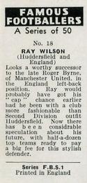 1961 Primrose Confectionery Famous Footballers #18 Ray Wilson Back