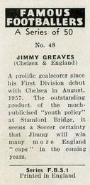 1961 Primrose Confectionery Famous Footballers #48 Jimmy Greaves Back
