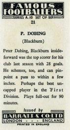 1962 Barratt & Co. Famous Footballers (A10) #21 Peter Dobing Back