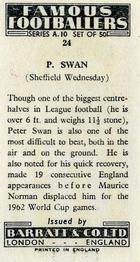 1962 Barratt & Co. Famous Footballers (A10) #24 Peter Swan Back