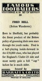 1962 Barratt & Co. Famous Footballers (A10) #30 Fred Hill Back