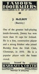 1962 Barratt & Co. Famous Footballers (A10) #48 Jimmy McIlroy Back