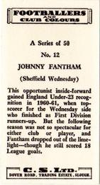 1963 Comet Sweets Footballers and Club Colours #12 John Fantham Back