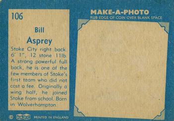 1963 A&BC Footballers #106 Bill Asprey Back