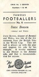 1959-60 Chix Confectionery Famous Footballers #6 Dave Bowen Back