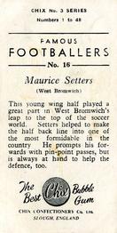 1959-60 Chix Confectionery Famous Footballers #16 Maurice Setters Back